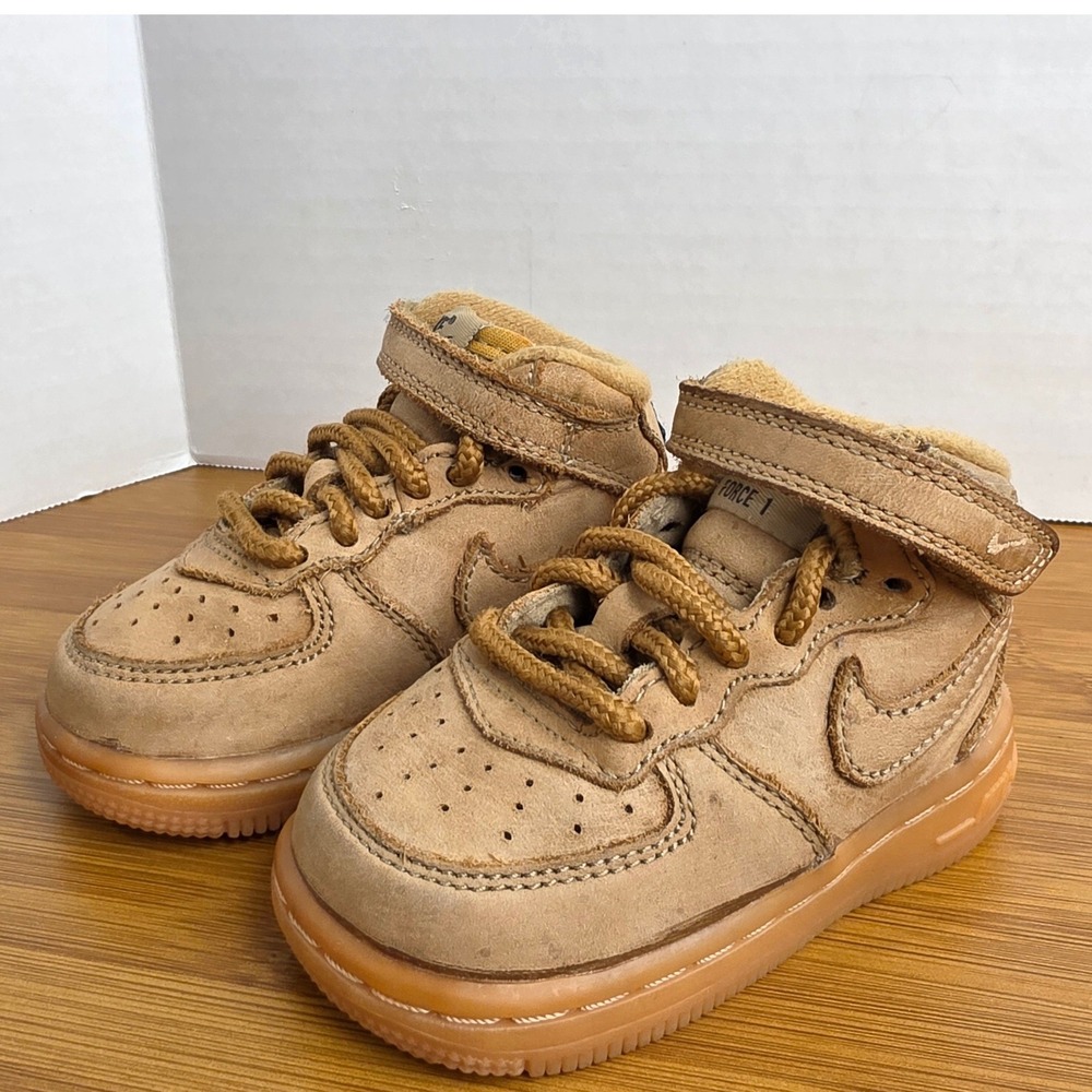 Nike Air Force 1 Mid Toddler Sneakers Wheat Gum Brown High Top Shoes 4 C